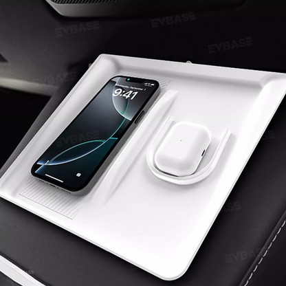 Model Y Juniper 2-in-1 Wireless Charging Pad Anti-Slip Mat TPE Center Console Wireless Charging Protector for Cell Phones Airpods