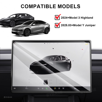Model Y Juniper/ 3 Highland All-in-One Tempered Glass Screen Protector & Frame Cover for Front and Rear Displays