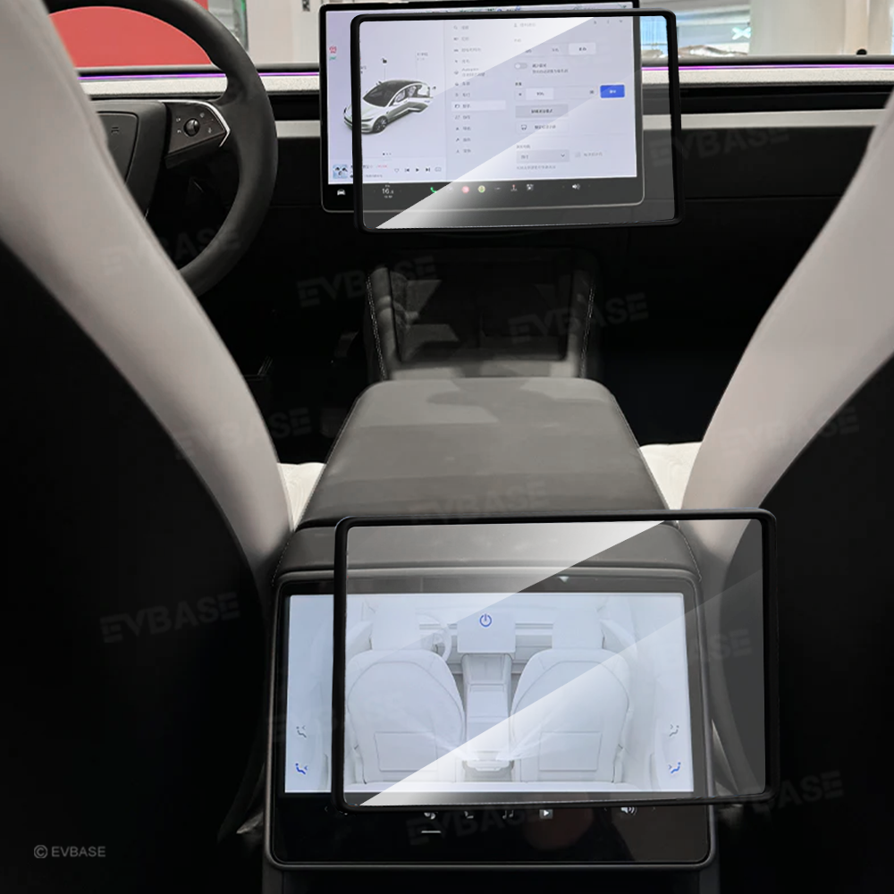 Model Y Juniper/ 3 Highland All-in-One Tempered Glass Screen Protector & Frame Cover for Front and Rear Displays