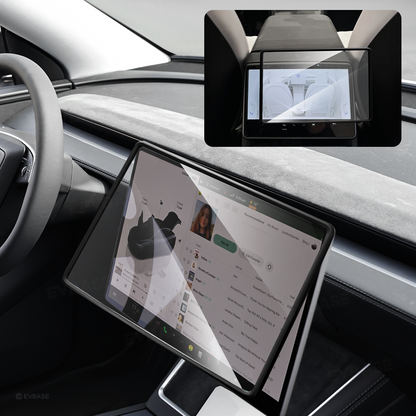 Model Y Juniper/ 3 Highland All-in-One Tempered Glass Screen Protector & Frame Cover for Front and Rear Displays