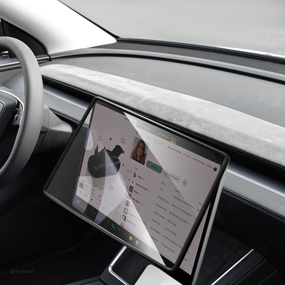 Model Y Juniper/ 3 Highland All-in-One Tempered Glass Screen Protector & Frame Cover for Front and Rear Displays