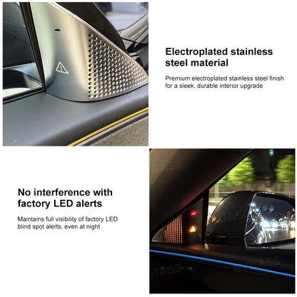 Model Y Juniper/ 3 Highland Blind Spot Monitor A-Pillar BSD Warning Light Cover-Stainless Steel
