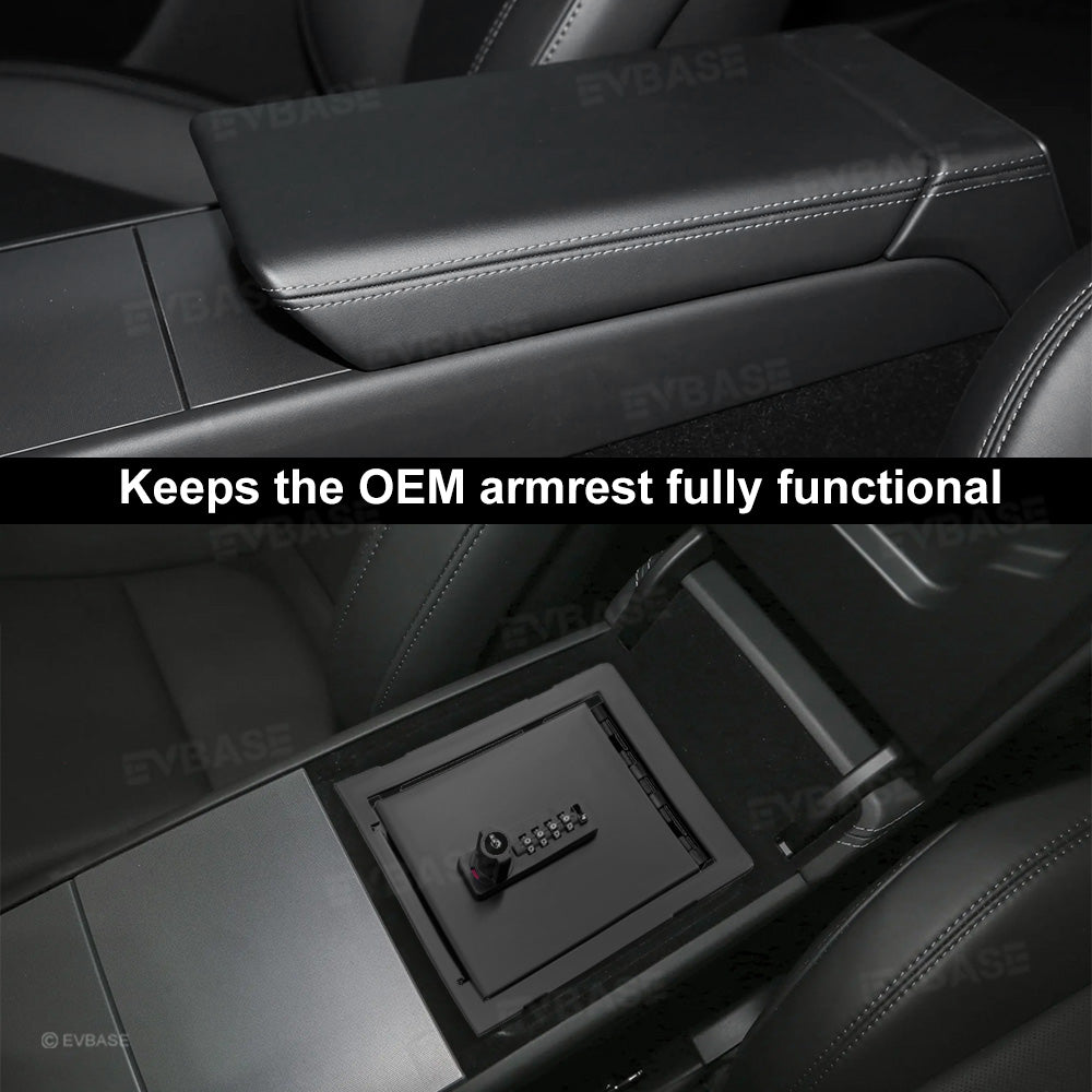 Model Y Juniper/ 3 Highland Center Console Safe Lock Box Insert Combination Locking Safe with Key Anti-Theft Privacy Protection