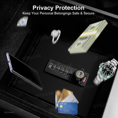 Model Y Juniper/ 3 Highland Center Console Safe Lock Box Insert Combination Locking Safe with Key Anti-Theft Privacy Protection