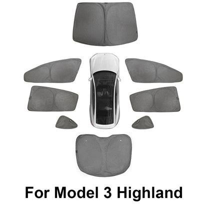 Model Y Juniper/ 3 Highland Front and Rear Windshield Shade Side Window Sunshade Foldable Sun Visor