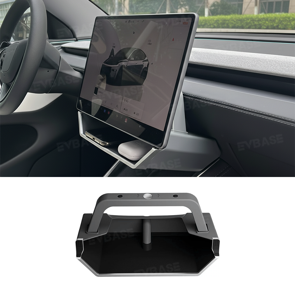 Model Y Juniper/ 3 Highland Under Screen Storage Organizer Cyberpunk Style Center Console Organizer Tray with Anti-Slip Silicone Pad