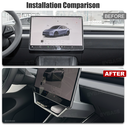 Model Y Juniper/ 3 Highland Under Screen Storage Organizer Cyberpunk Style Center Console Organizer Tray with Anti-Slip Silicone Pad