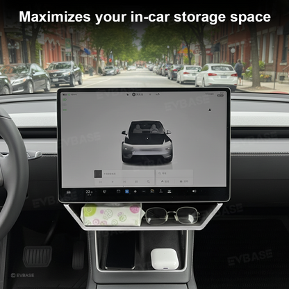 Model Y Juniper/ 3 Highland Under Screen Storage Organizer Cyberpunk Style Center Console Organizer Tray with Anti-Slip Silicone Pad