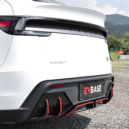 Model Y Juniper ABS Full Aero Body Kit with Red Trim Design |Rear Diffuser& Rear Spoiler& Front Lip& Side Skirts for Tesla