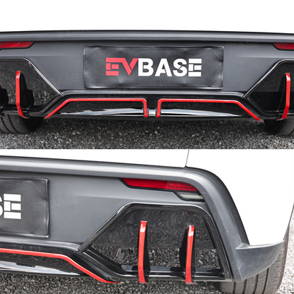 Model Y Juniper ABS Full Aero Body Kit with Red Trim Design |Rear Diffuser& Rear Spoiler& Front Lip& Side Skirts for Tesla