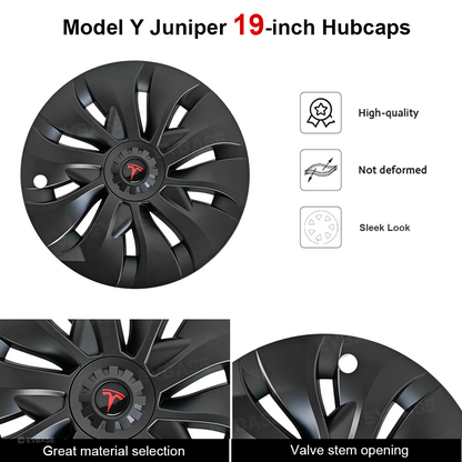 Model Y Juniper Aero-Style Wheel Covers for Tesla 19" Wheels Matte Hubcaps
