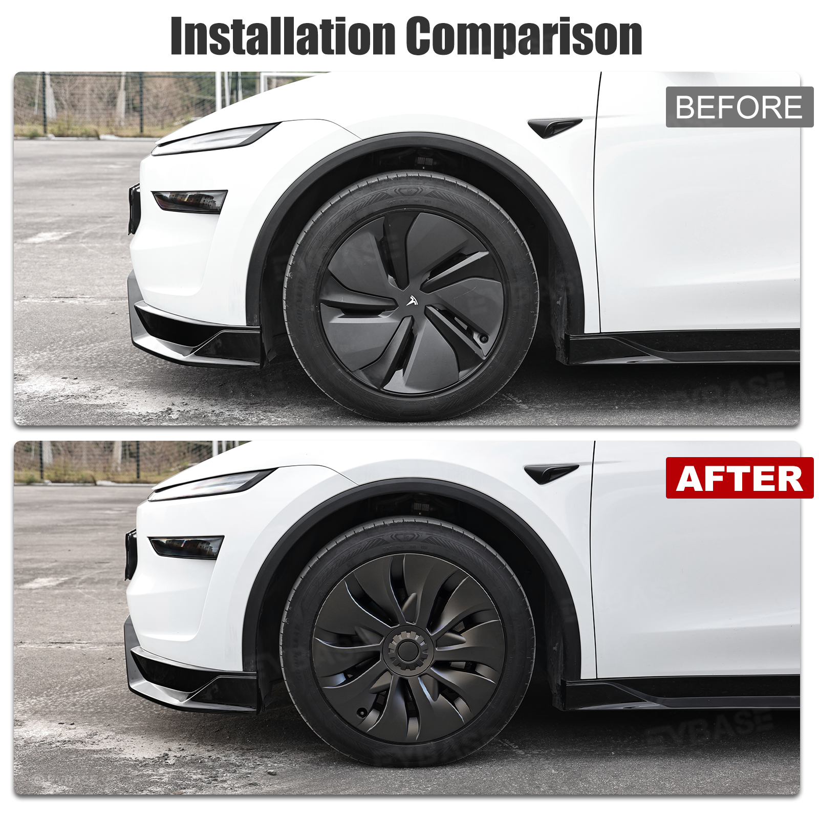 Model Y Juniper Aero-Style Wheel Covers for Tesla 19" Wheels Matte Hubcaps