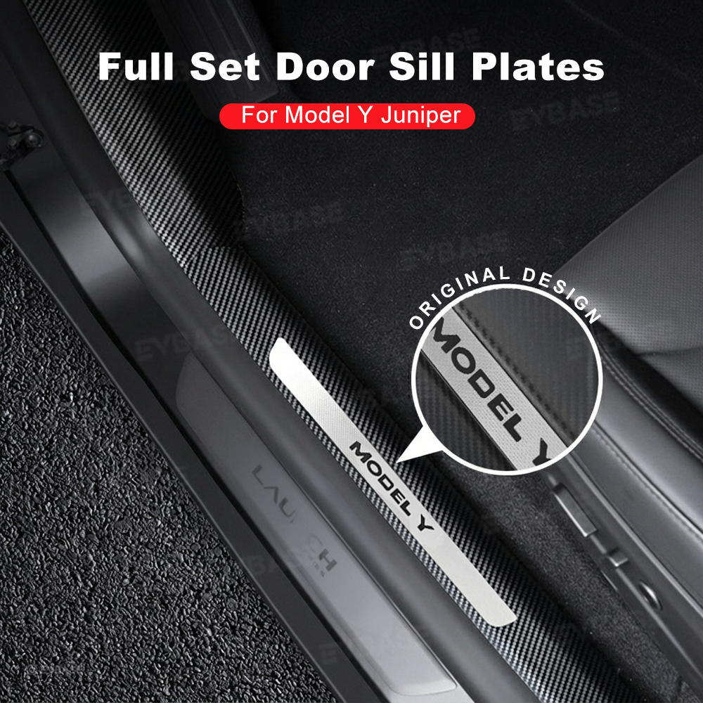 Model Y Juniper Door Sill Protector Pillar Cover ABS Anti-Kick Guard with Stainless Steel Logo