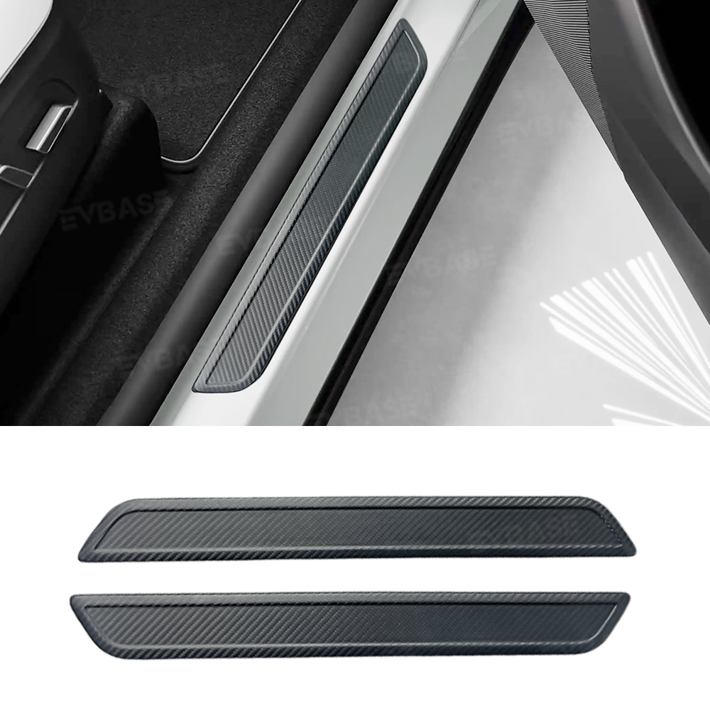 Model Y Juniper Door Sill Protector Real Carbon Fiber Scuff Plates Front Door Sill Cover for Tesla