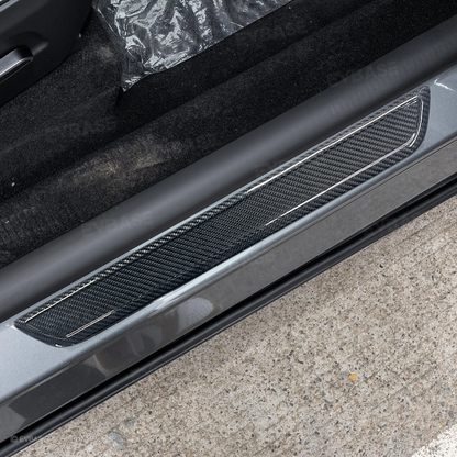 Model Y Juniper Door Sill Protector Real Carbon Fiber Scuff Plates Front Door Sill Cover for Tesla