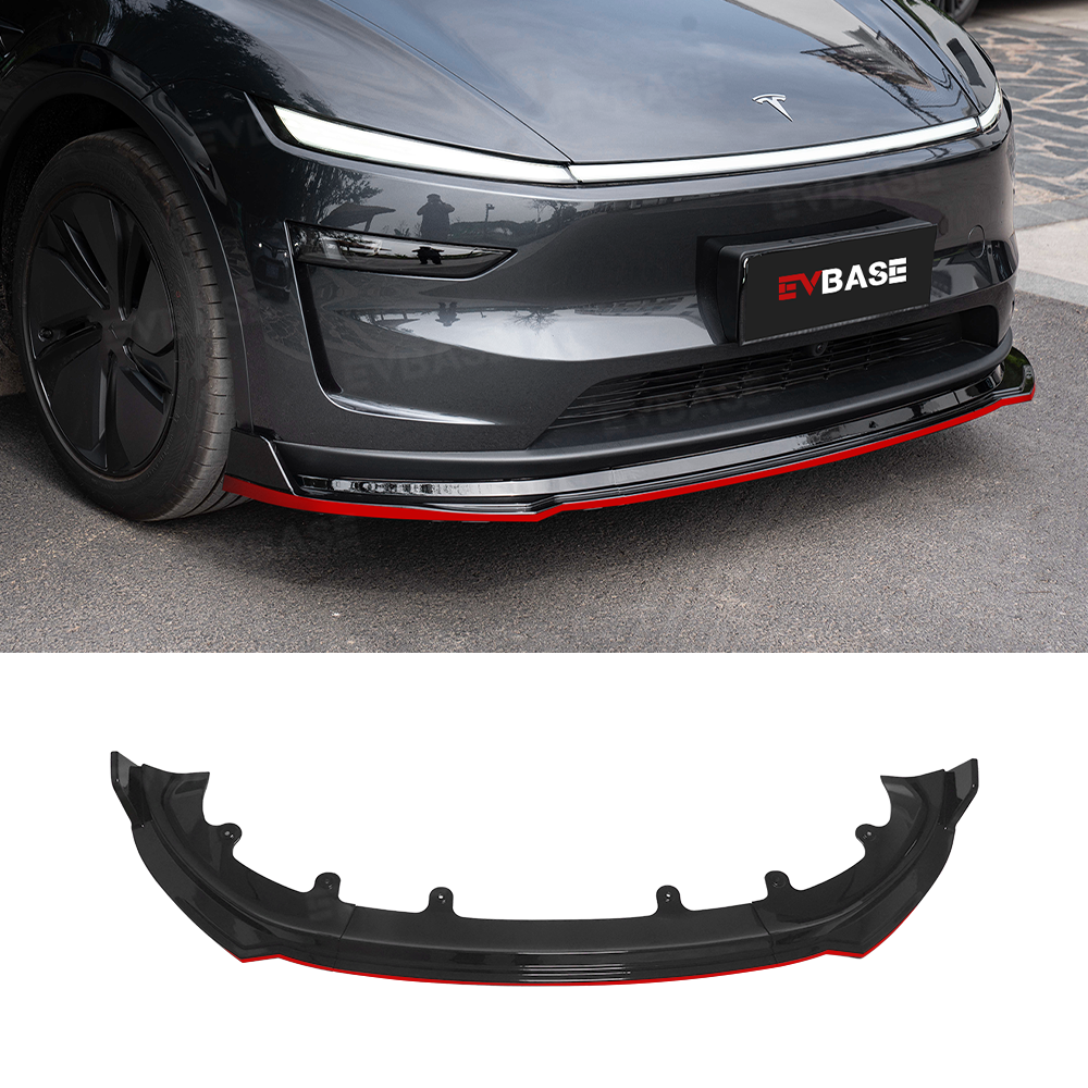 Model Y Juniper Front Bumper Lip Fascia Glossy Black Red Edge Front Lip Spoiler ABS Sport Body Kit