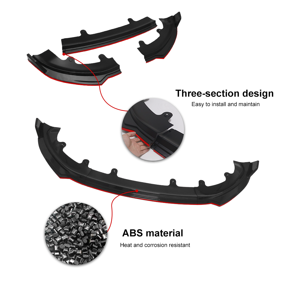 Model Y Juniper Front Bumper Lip Fascia Glossy Black Red Edge Front Lip Spoiler ABS Sport Body Kit