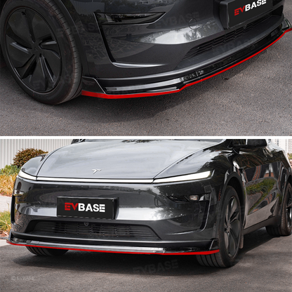 Model Y Juniper Front Bumper Lip Fascia Glossy Black Red Edge Front Lip Spoiler ABS Sport Body Kit