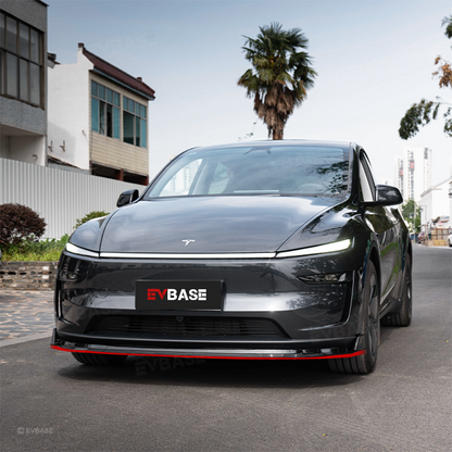 Model Y Juniper Front Bumper Lip Fascia Glossy Black Red Edge Front Lip Spoiler ABS Sport Body Kit