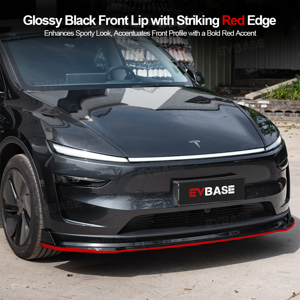 Model Y Juniper Front Bumper Lip Fascia Glossy Black Red Edge Front Lip Spoiler ABS Sport Body Kit