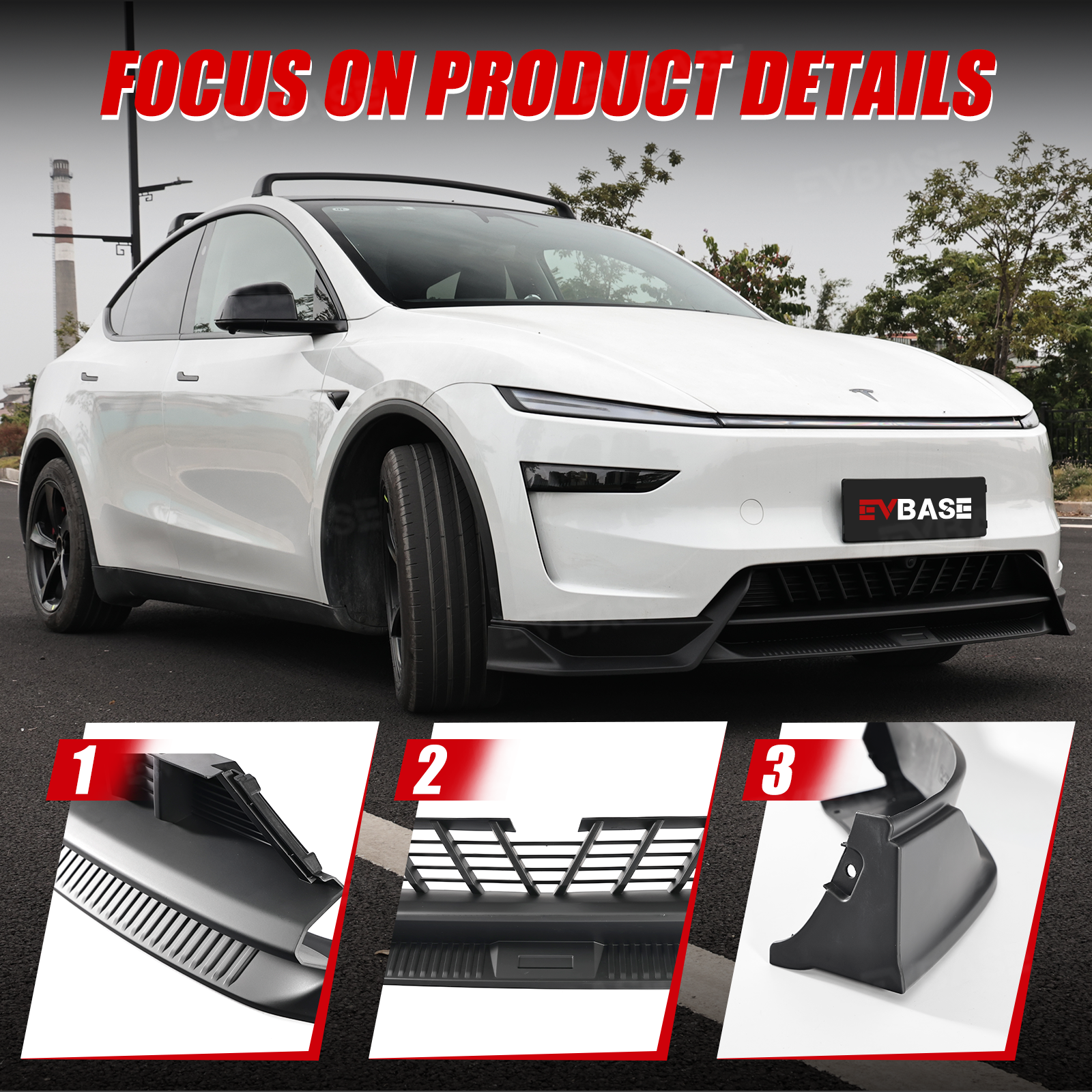 Model Y Juniper Front Bumper Lip Spoiler Fascia Splitter Sporty Style for Tesla Body Kit