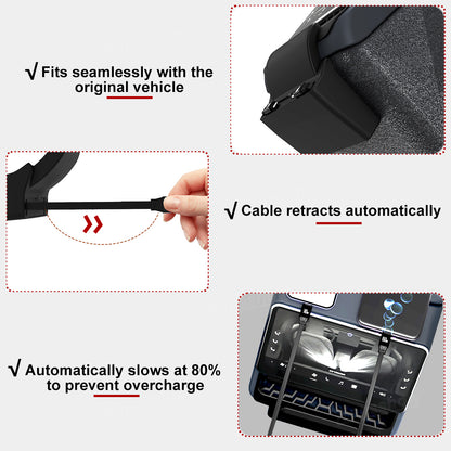 Model Y Juniper/ 3 Highland Rear Vent Expansion Dock with Retractable Fast Charging Cables Air Vent Cover for Tesla