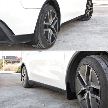 Model Y Juniper Mud Flaps ABS Splash Guards All-Weather No Drilling Fender Mudguards- Hydro Carbon Fiber Coated