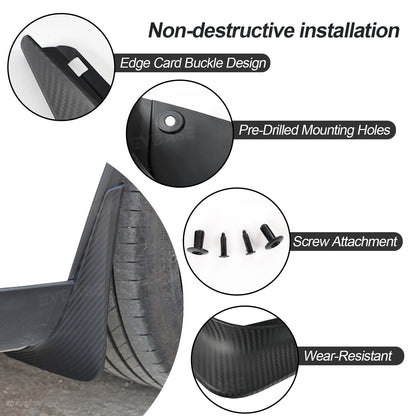 Model Y Juniper Mud Flaps ABS Splash Guards All-Weather No Drilling Fender Mudguards- Hydro Carbon Fiber Coated