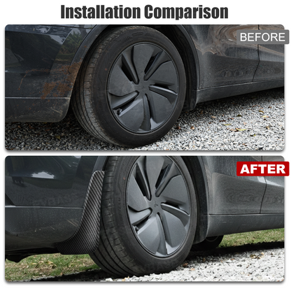 Model Y Juniper Mud Flaps ABS Splash Guards All-Weather No Drilling Fender Mudguards- Hydro Carbon Fiber Coated