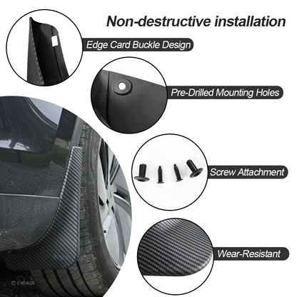 Model Y Juniper Mud Flaps ABS Splash Guards All-Weather No Drilling Fender Mudguards- Hydro Carbon Fiber Coated