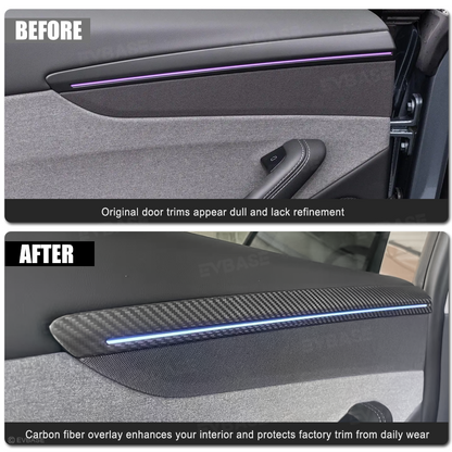 Model Y Juniper Real Carbon Fiber Front and Rear Door Trim Covers Interior Upgrade