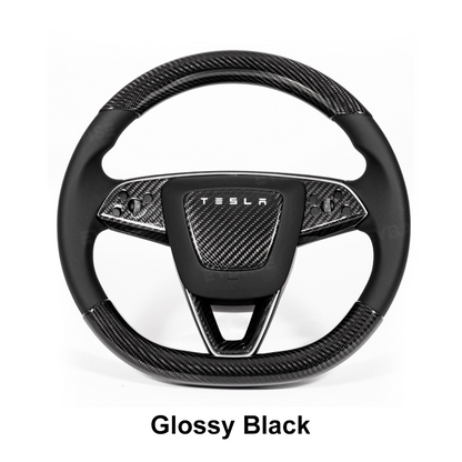 Model Y Juniper Real Carbon Fiber Steering Wheel Trim Cover Kit Upper Lower Overlay & Button Frame & Airbag Cover Sticker 6PCS