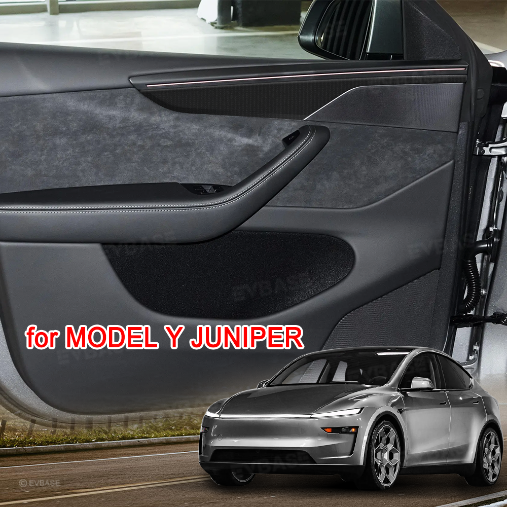 Model Y Juniper Real Dry Carbon Fiber Door Panel Trim Covers Plain Weave Performance Look Front and Rear Door Panel Overlays for Tesla