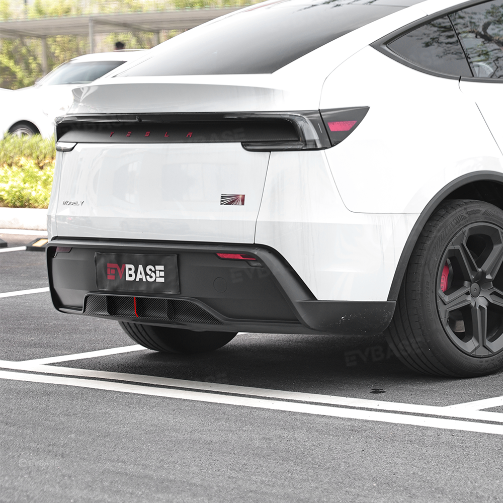 Model Y Juniper Rear Diffuser Real Carbon Fiber Bumper Lip Sport Style Red Trim for Tesla