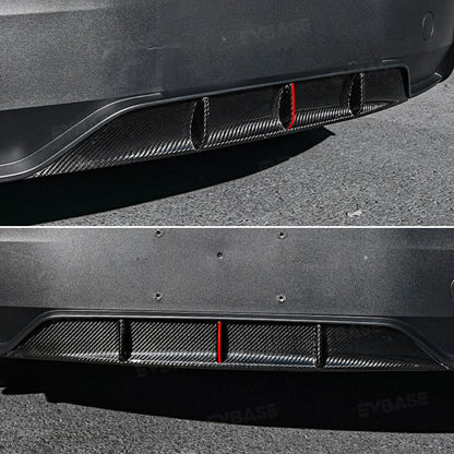 Model Y Juniper Rear Diffuser Real Carbon Fiber Bumper Lip Sport Style Red Trim for Tesla