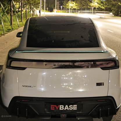 Model Y Juniper Rear Spoiler Tail Wing Real Carbon Fiber Performance Trunk Lip with Fluorescent Glow Edge