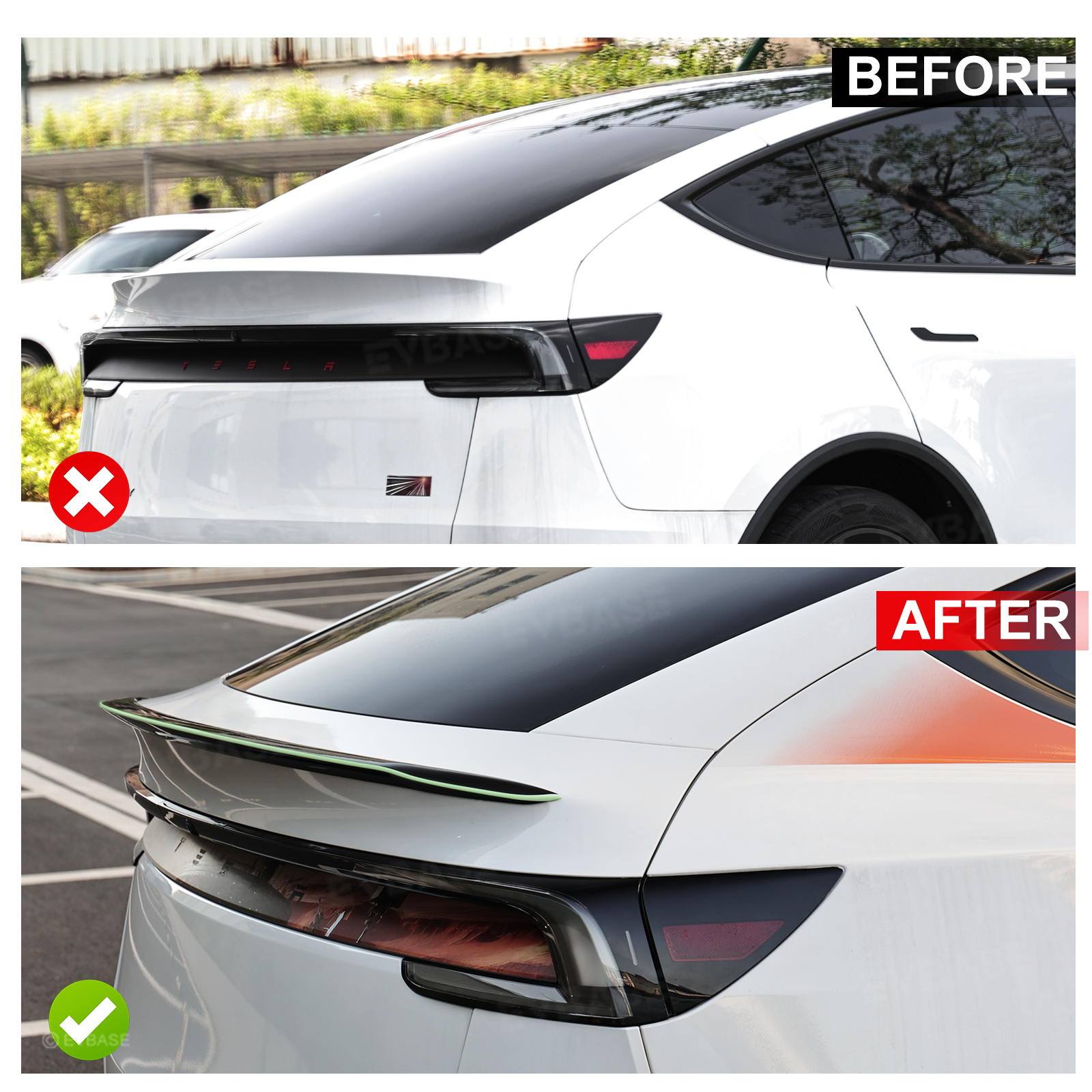 Model Y Juniper Rear Spoiler Tail Wing Real Carbon Fiber Performance Trunk Lip with Fluorescent Glow Edge