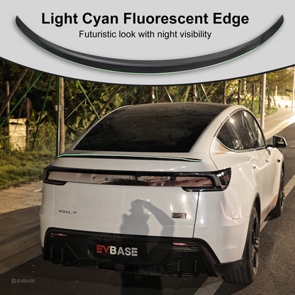 Model Y Juniper Rear Spoiler Tail Wing Real Carbon Fiber Performance Trunk Lip with Fluorescent Glow Edge