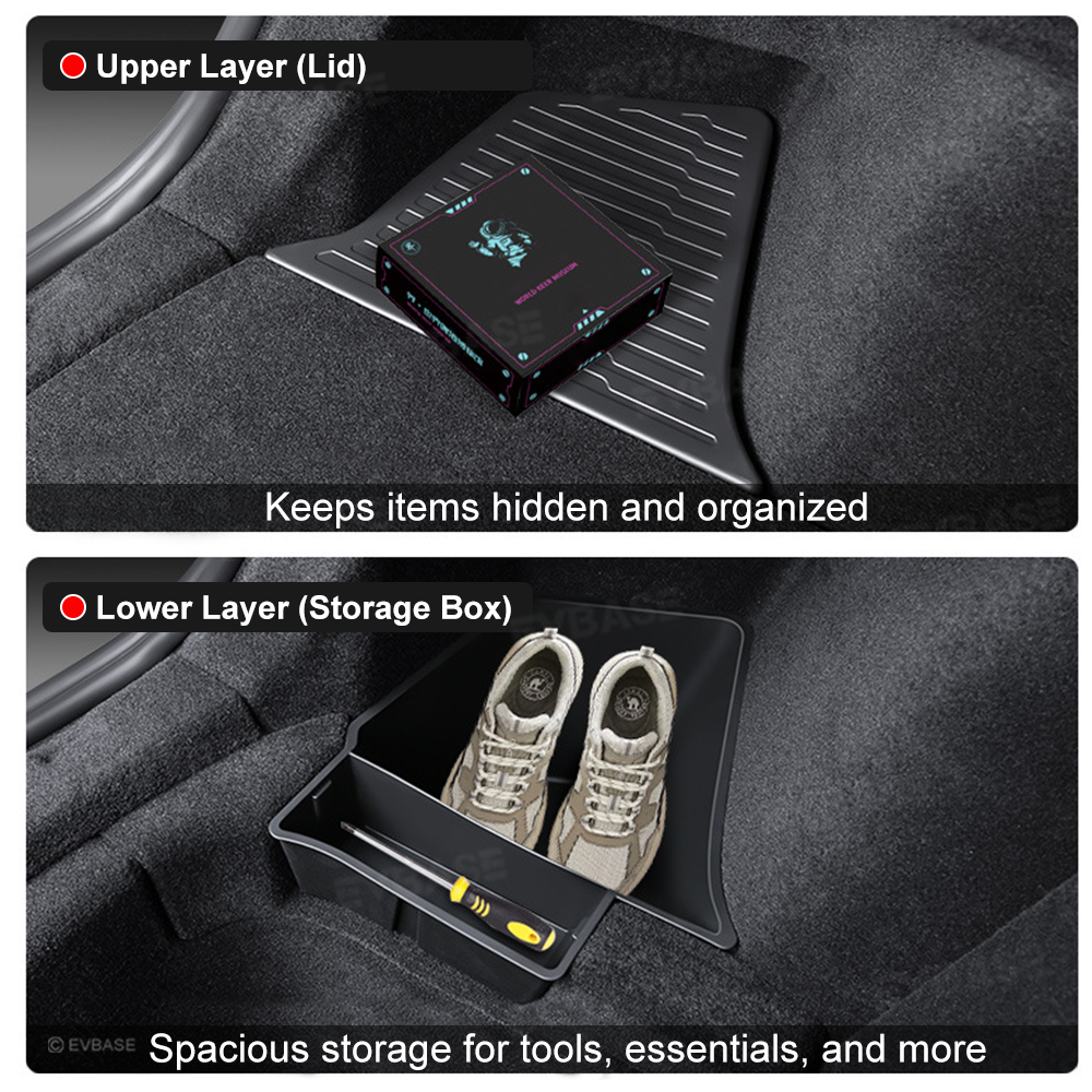 Model Y Juniper Rear Trunk Storage Box TPE Side Cargo Organizer Bins 2.0 with Lids for Tesla