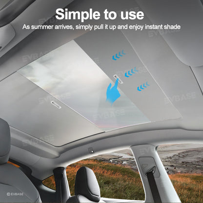 Model Y Juniper Retractable Sunshade for Tesla Glass Roof Sunshade With Roll Fabric Style Heat Insulation UV Protection