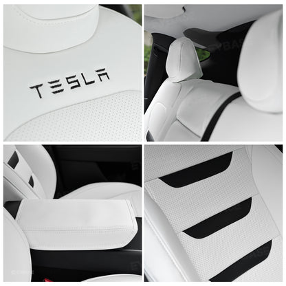 Model Y Juniper Seat Covers NAPPA Leather Full Coverage Seat Protector with Tesla Style Lettering