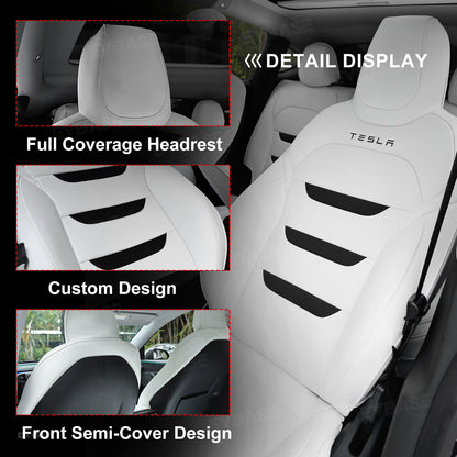 Model Y Juniper Seat Covers NAPPA Leather Full Coverage Seat Protector with Tesla Style Lettering