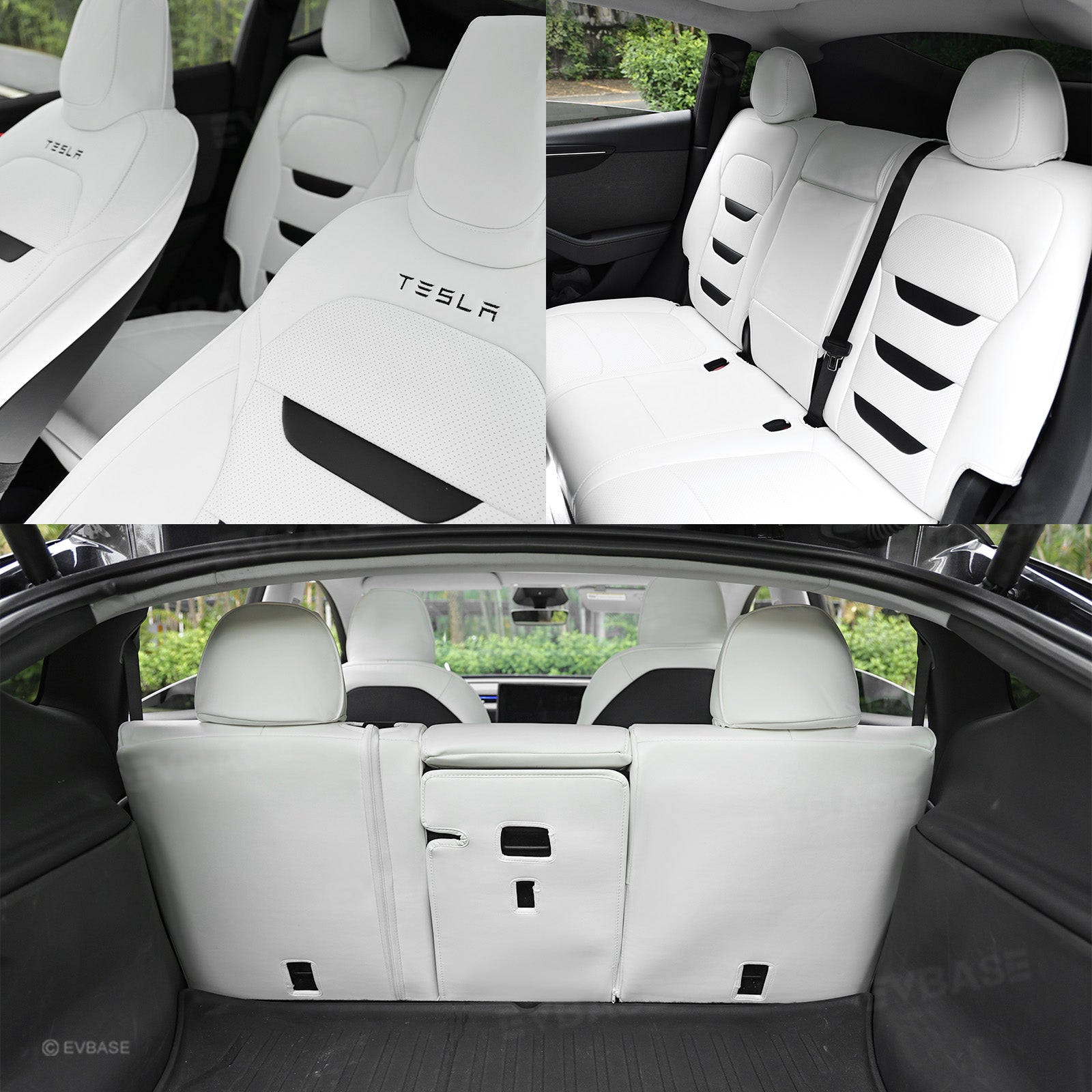Model Y Juniper Seat Covers NAPPA Leather Full Coverage Seat Protector with Tesla Style Lettering