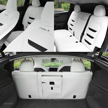 Model Y Juniper Seat Covers NAPPA Leather Full Coverage Seat Protector with Tesla Style Lettering
