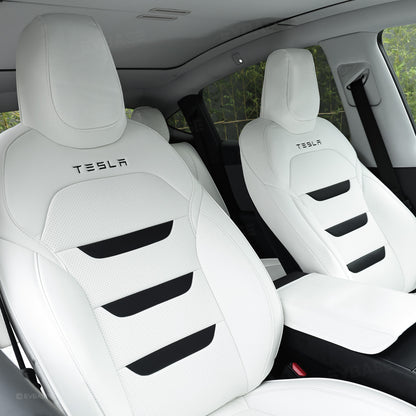 Model Y Juniper Seat Covers NAPPA Leather Full Coverage Seat Protector with Tesla Style Lettering
