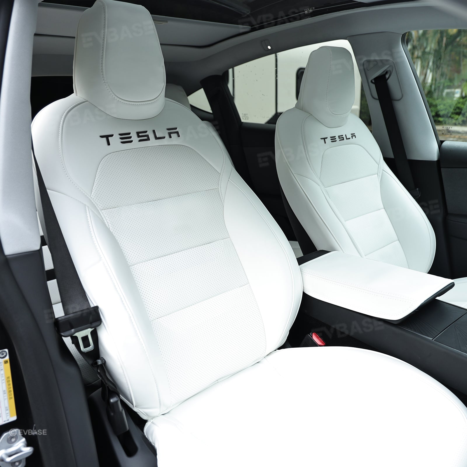 Model Y Juniper Seat Covers NAPPA Leather Full Coverage Seat Protector with Tesla Style Lettering