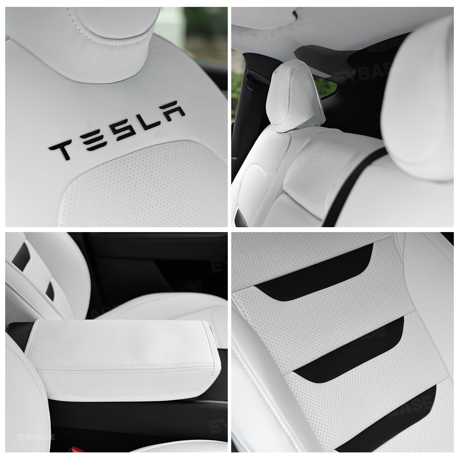 Model Y Juniper Seat Covers NAPPA Leather Full Coverage Seat Protector with Tesla Style Lettering