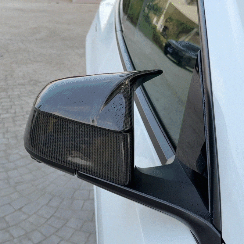Model Y Juniper Side Mirror Cover Real Carbon Fiber Rearview Mirror Cap with Split-Line Racing-Inspired Design