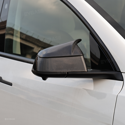 Model Y Juniper Side Mirror Cover Real Carbon Fiber Rearview Mirror Cap with Split-Line Racing-Inspired Design