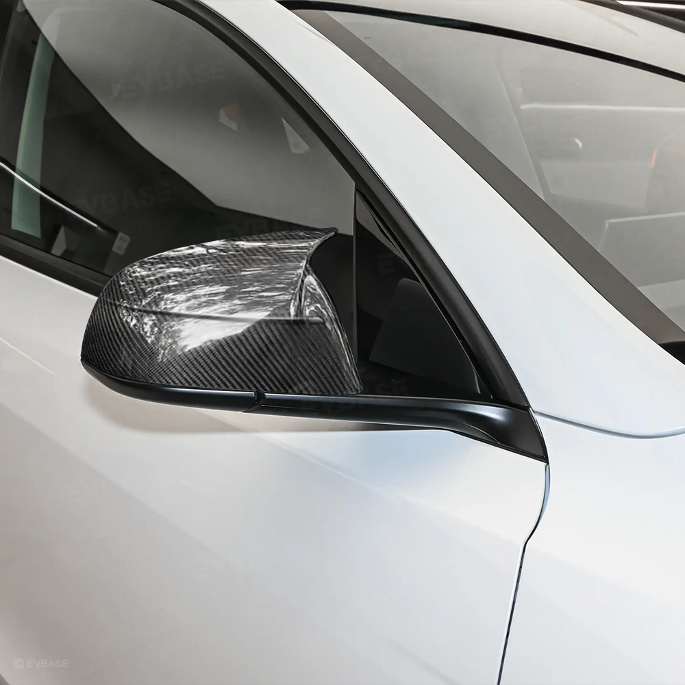 Model Y Juniper Side Mirror Cover Real Carbon Fiber Rearview Mirror Cap with Split-Line Racing-Inspired Design